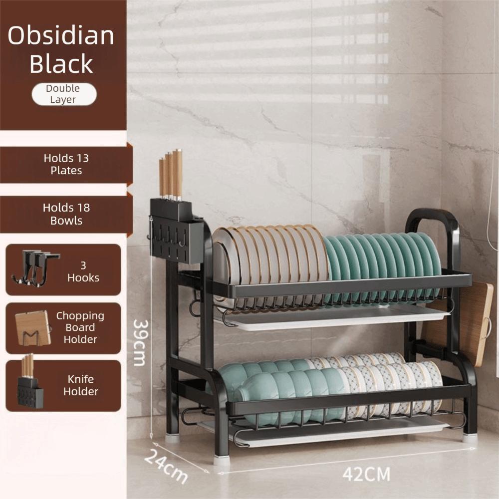 Multi-layer Structure Multi-layer Dish Drying Rack Kitchen Counter Space 42cm-two layers