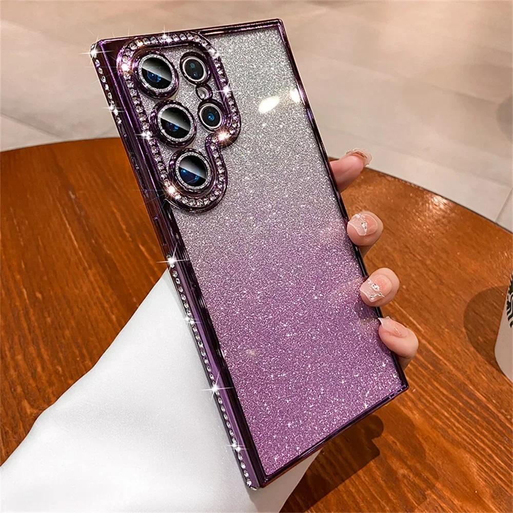 Luxury Glitter Rhinestone Case For Samsung Galaxy S26 S25 S24 S23 S22 Ultra Plus Bling Crystal Clear Plating Shockproof Cover