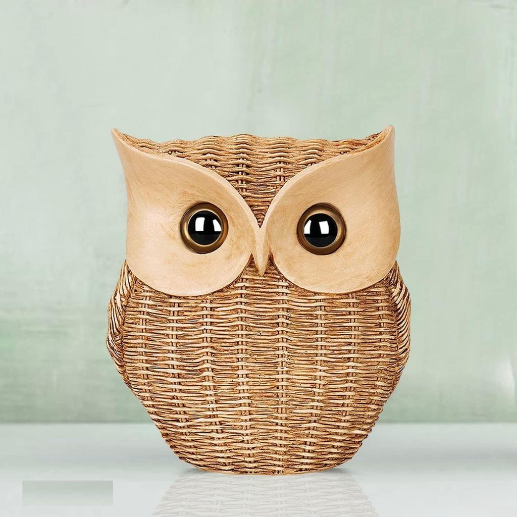 Modern Classy Lucky Owl Resin Art Figurine | Beautiful Home Decor (Brown, Pack of 1)