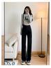 Gradient Velvet High-Waist Wide-Leg Jeans for Women - Plus Size, Warm, Floor-Length, Autumn/Winter Fashion