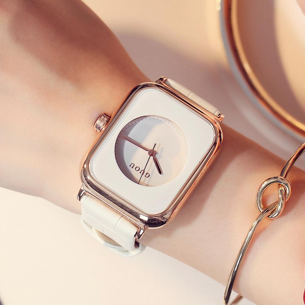 Zegarek damski, prosty temperament, kwadratowy zegarek, damski modny wodoodporny zegarek na pasku, damski zegarek