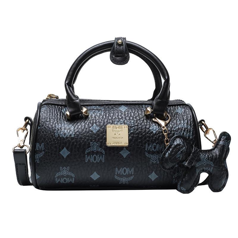 

IELGY Бостонская сумка-тоут в форме цилиндра с надписью, сумка через плечо чёрный