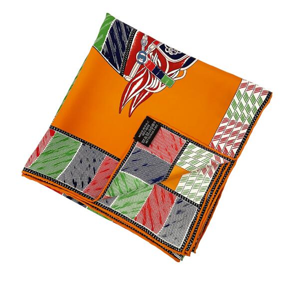 90CM Manual Hand Rolled Twill Silk Scarf Women Warhorse Design Square Scarves Echarpes Foulards Femme Wrap Bandana Hijab