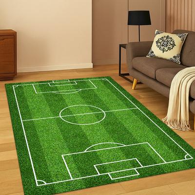 3D Fußball Grünes Fußballfeld Sportteppich Teppich für Wohnzimmer Sofa Zuhause Schlafzimmer Fußabtreter Dekor, Spielzimmer Rutschfester Bereichsteppich