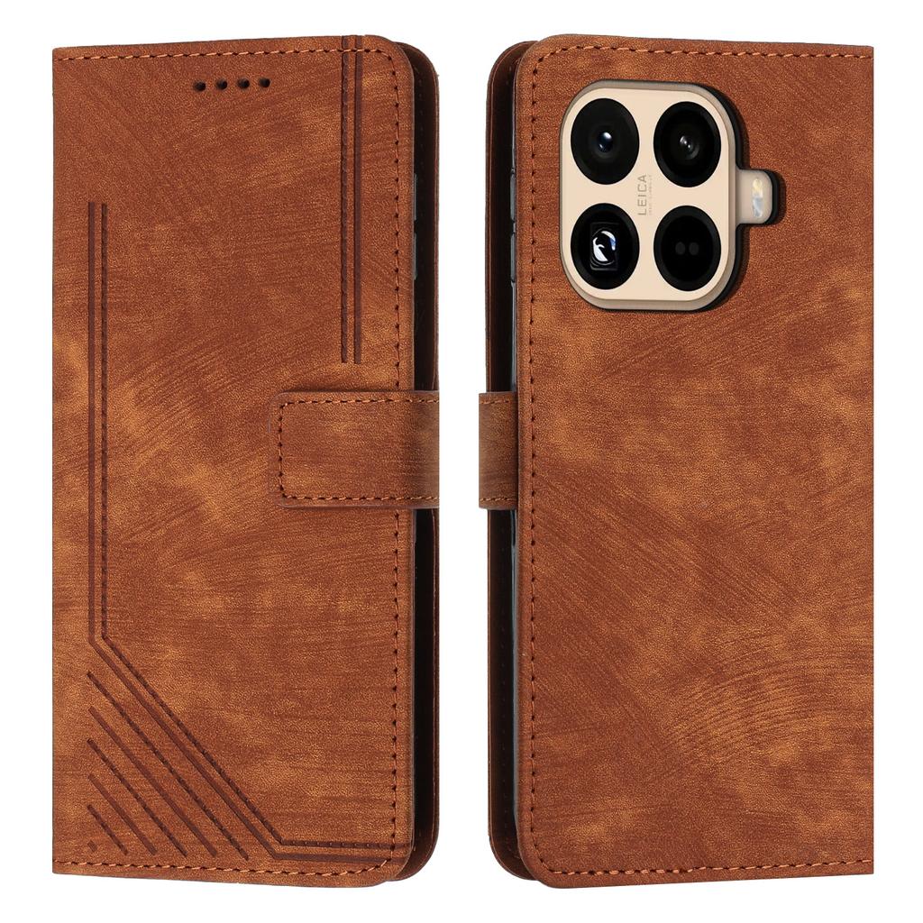 For Xiaomi 15T Pro Stand Case Imprinted Lines Leather Phone Cover