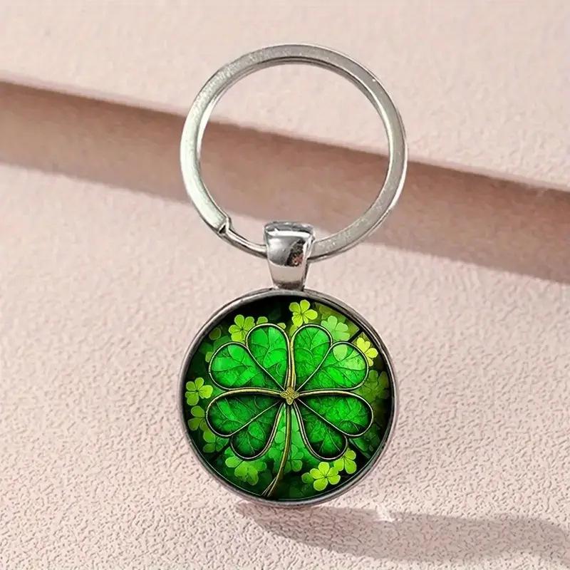 Four-leaf Crystal Glass Keychain Pendant, Cross-border European And American Accessory, Metal Key Ring Ornament, Small Gift.
