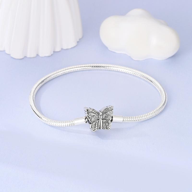 Classic Original Bracelets 925 Silver Color Love Lotus Butterfly Star Bracelets for Women DIY Charms Beads Fine Jewelry 17-20CM