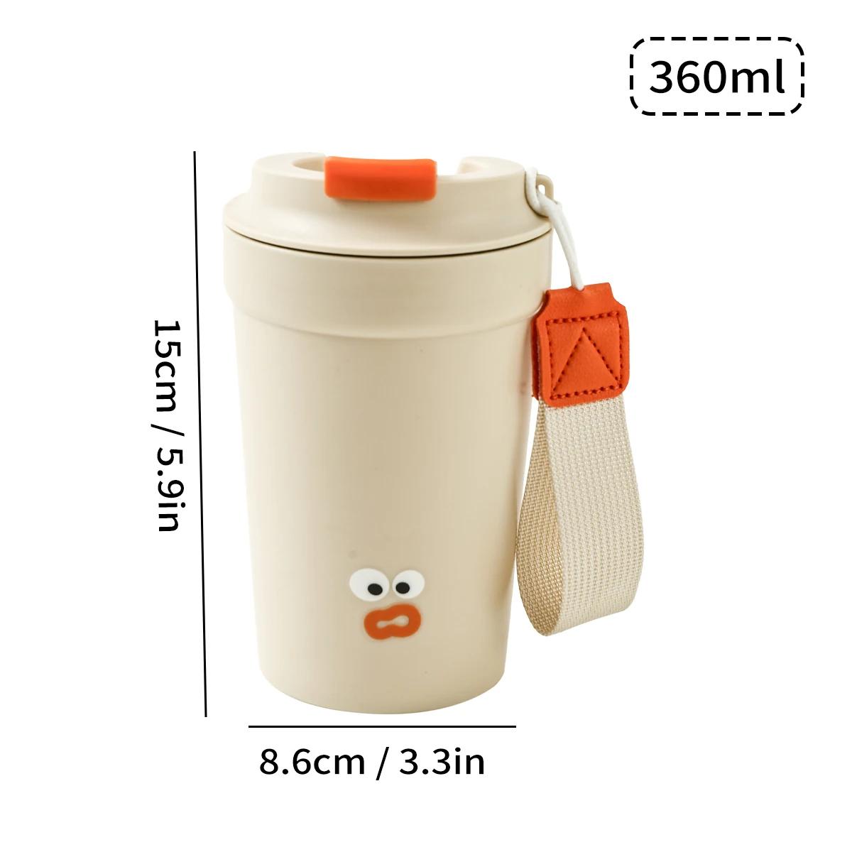 

Cute Coffee Cup Plastic Coffee Mug with Lid Heat-resistant Leak Proof Drinking Cup Bottles Office Drinkware 360ML