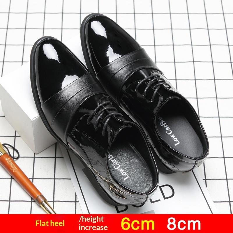 Men Height Increasing Leather Dress Shoes 6cm 8cm Invisible Elevator Shoes Genuine Cow Leather Formal Business Wedding Oxfords