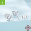 Mini Love Interwoven Stud Earrings Plain Silver Stud Earrings Women'S Simple Classic S925 Sterling Silver Heart Earrings