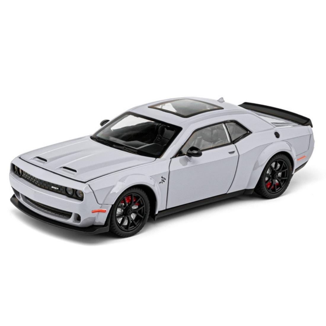 

Simualtion 1/24 Dodge Challenger Hellcat Redeye Alloy Car Model Sound and Light Children Toy Birthday Gift Miniature Voiture сірий