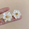 Big White Camellia Flower Stud Earring for Women French Retro Elegant Korean Sweet Resin Ear Wedding Party Jewelry Gift