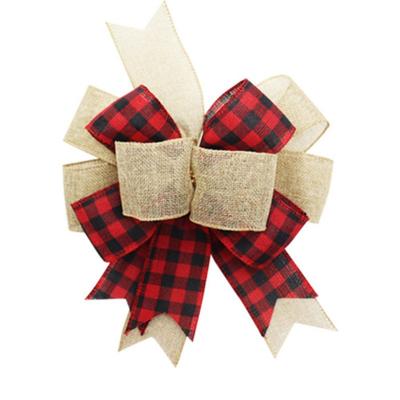 Christmas Ribbon Bow Red and Black Plaid Bowknot Christmas Tree Decoration Handmade Christmas Gift Wrapping Ornament