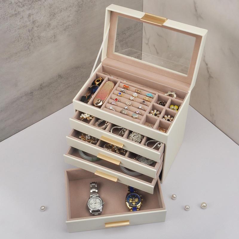 Boîte à Bijoux Deluxe Multi-Couches pour Boucles d'Oreilles, Bagues, Colliers & Bracelets - Cadeau d'Anniversaire Parfait