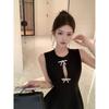French Temperament Small Black Dress High-end Exquisite Bow Sleeveless Vest Dress Waist a Word Birthday Dress