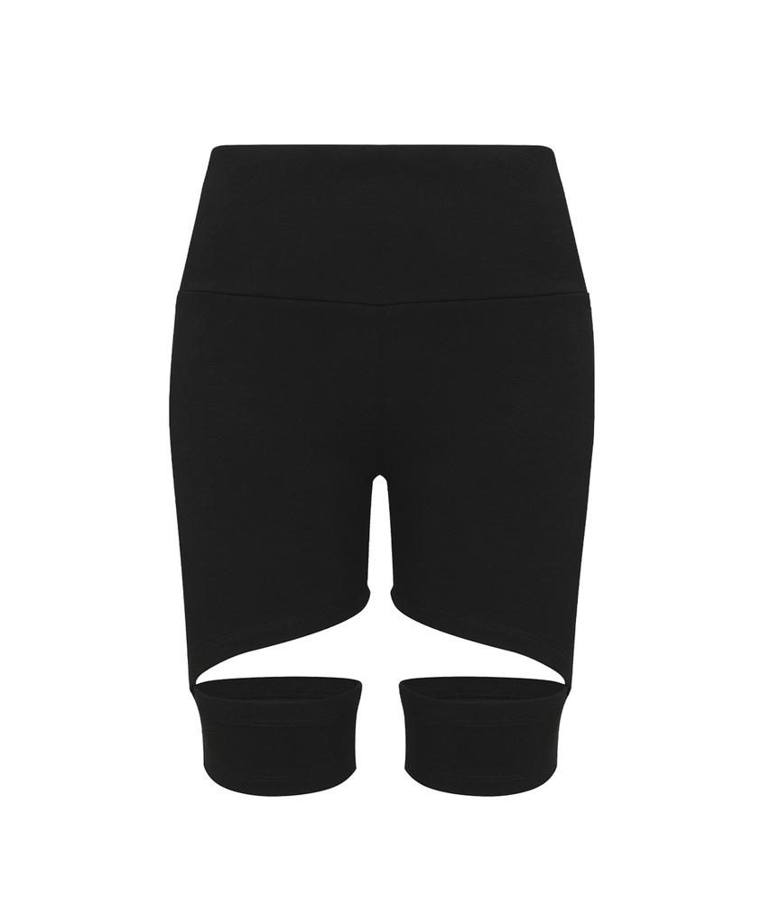 INNERMUSEUM Two-Tone Layered Biker Shorts (Matte Black)