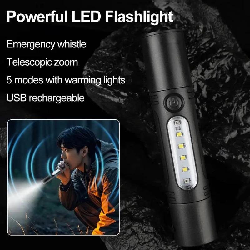 Mini Portable LED Flashlight Key Torch Camping Light Outdoor Waterproof Ultralight Fishing Hiking Emergency Lamp With Whistle