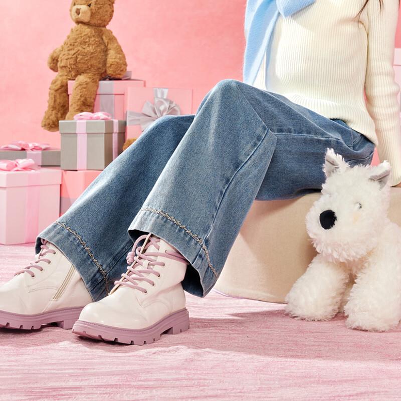 Girls' Embroidered Wide-Leg Jeans