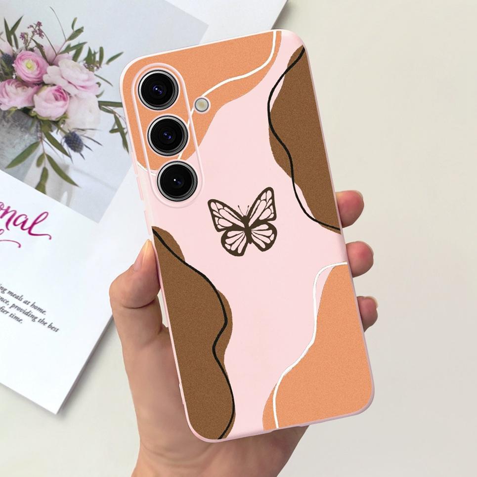 Pour Coque Samsung Galaxy S24 Pare-chocs Étui Samsung S24+ S24 Plus S24 Ultra Téléphone Coques Étui Jelly Fille Fleur Papillon Étui Souple