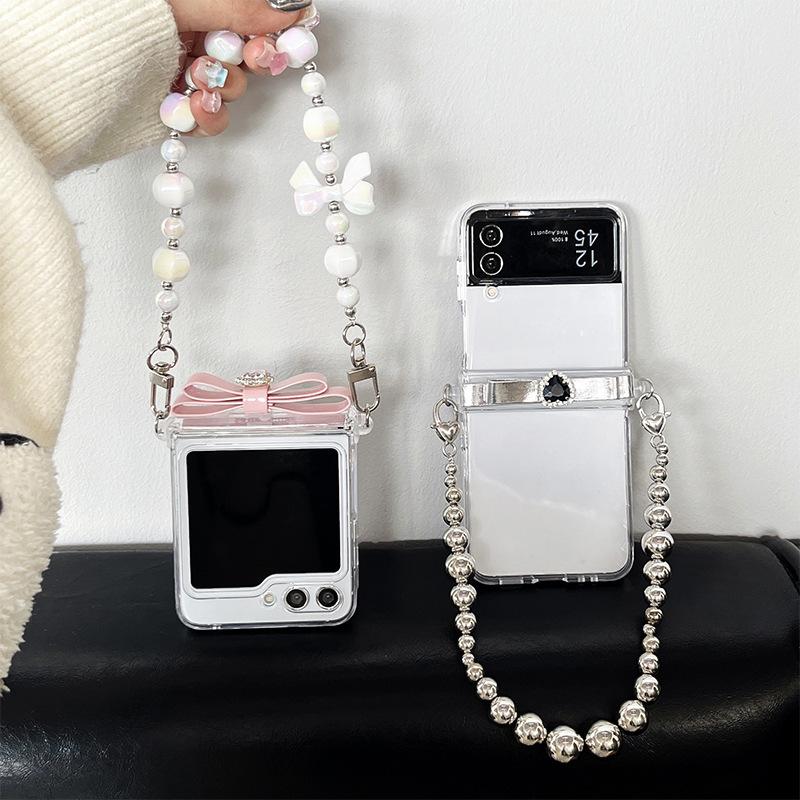 Transparent für Samsung Zflip 6 Handyhülle für W24flip Flip Flip Flip Faltbildschirm Handkette Schleife Liebe