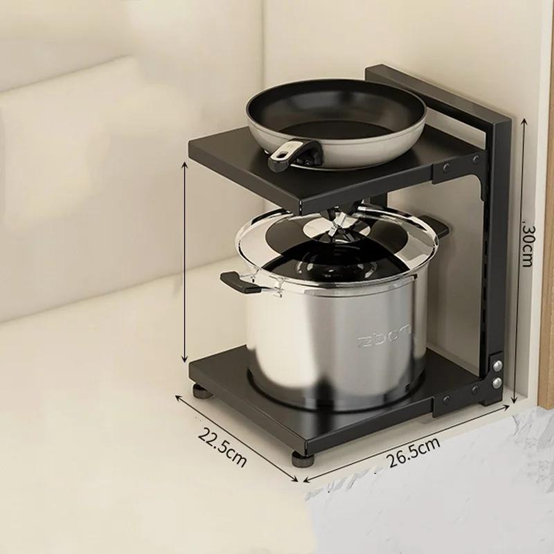 Carbon Steel Kitchen Storage Rack Multi-layer Lower Sink Cabinet Layered Pot Rack Kitchen Household Floor Lower Cabinet Storage