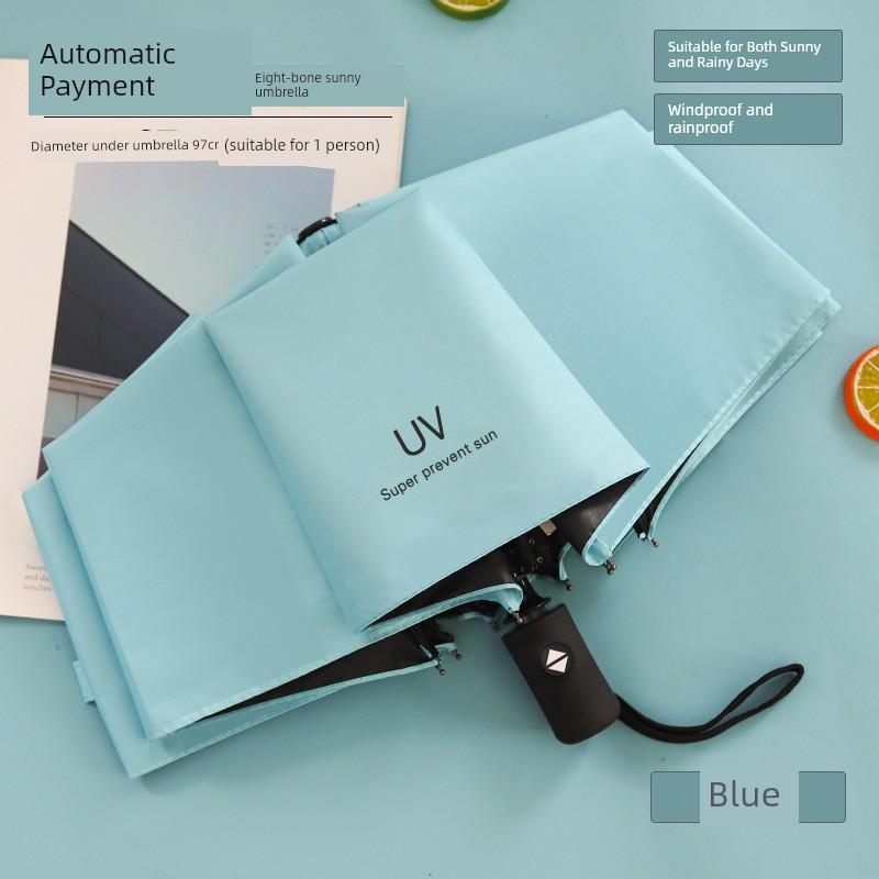 INS Automatic Umbrella Men's and Women's Large Folding Sun Umbrella Student Durable Sun Protection Portable Sun Umbrella Sun Protection