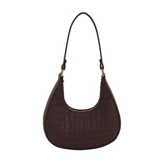 

Женская маленькая сумка-хобо в стиле ретро с полумесяцем, однотонная фетровая повседневная сумка для телефона на каждый день, для работы, путешествий, вечеринок кофейный