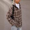 Camicia da Donna a Maniche Lunghe con Collo a Revers Oversize Casual a Quadri Blusa Bottoni Top Largo per Primavera Uso Quotidiano