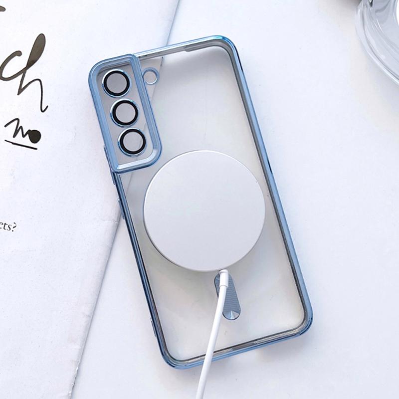 Para Funda de Carga Inalámbrica Magsafe Para Samsung Galaxy S22 S21 Ultra Plus S 21 22 5G 4G Cubiertas Completas de Silicona Suave Transparente Clara
