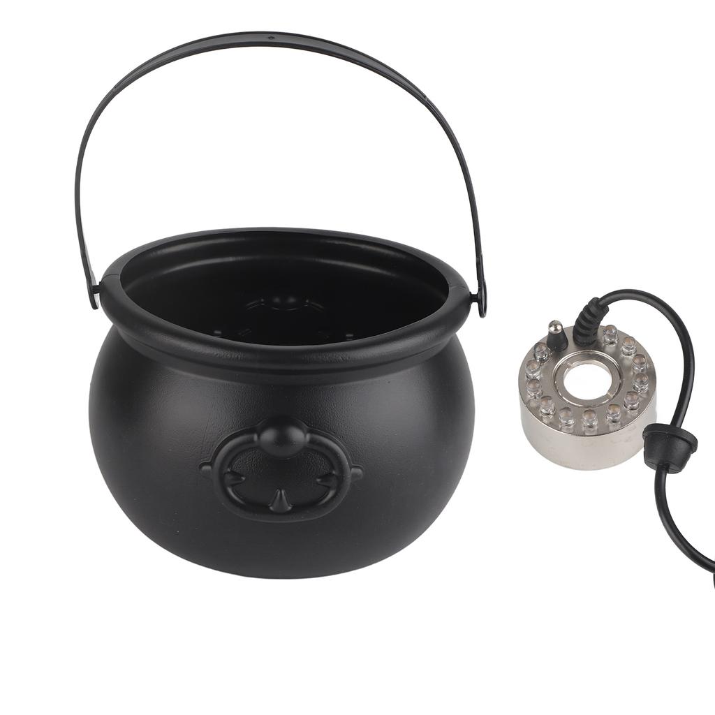 Halloween Cauldron Mist Maker 12 LEDs Horror Style Silver Halloween Mist Maker Decorations for Party