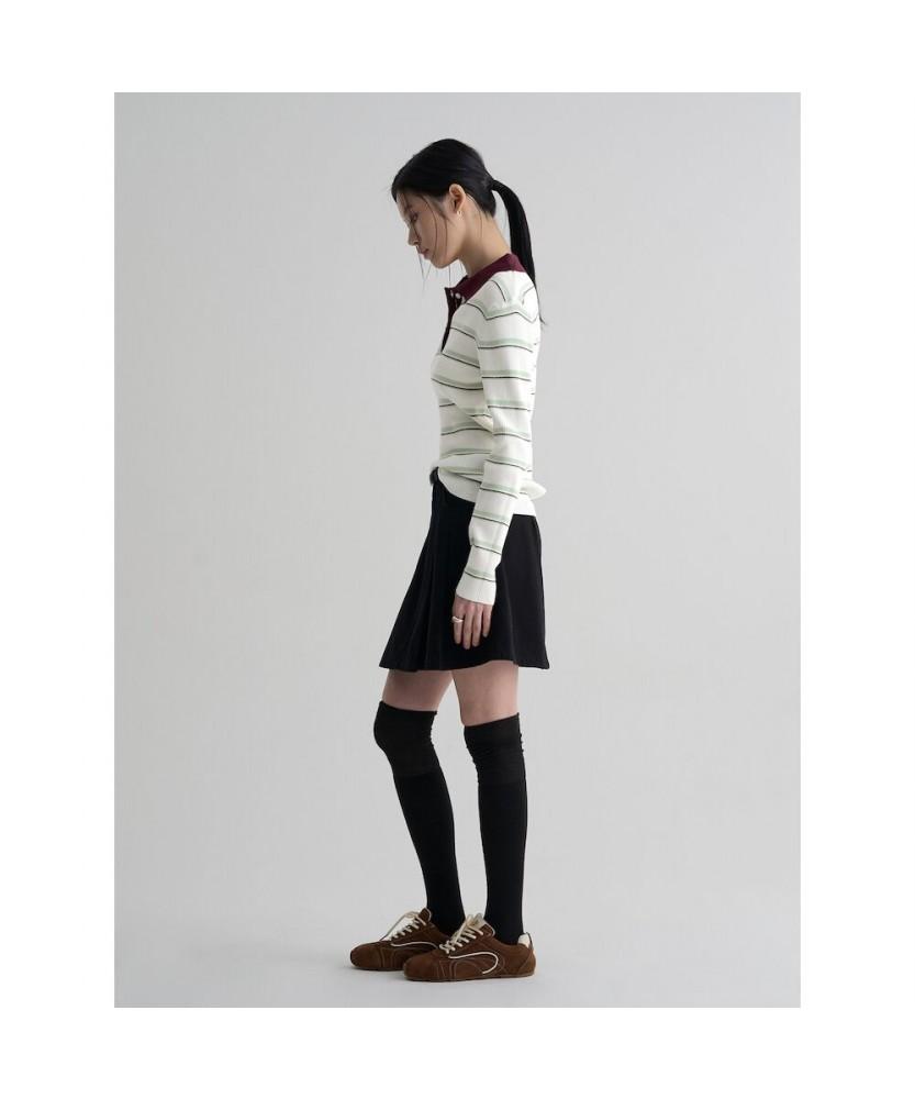 8seconds Collared Neck Striped Pullover Ivory