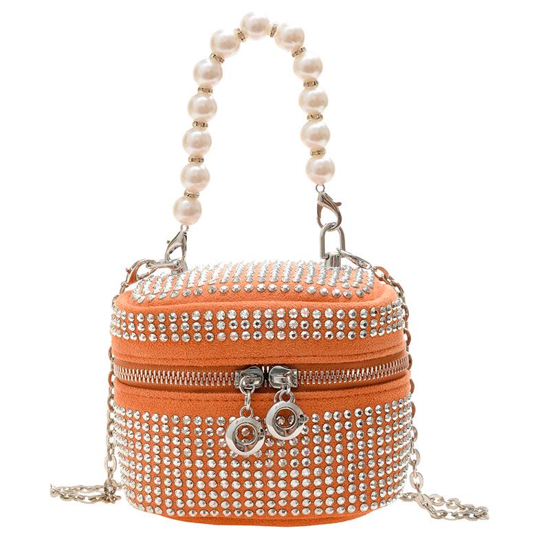 

Принцесса Мини Сумка Кроссбоди со Стразами и Ручкой из Жемчуга оранжевый