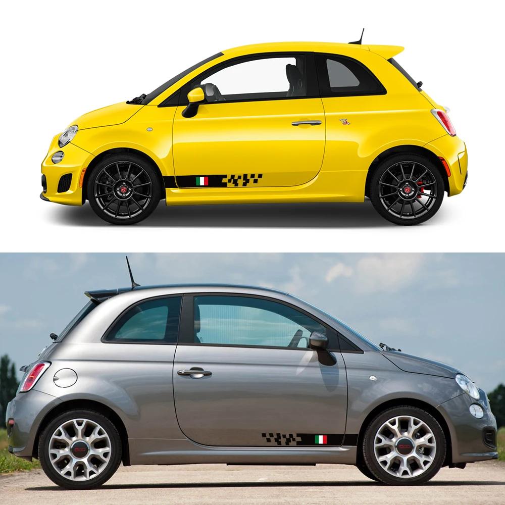 2Pcs Car Door Side Stickers For Fiat 500 Waterproof Vinyl Film Decoration PVC Decals Auto Styling Exterior Car Accessories