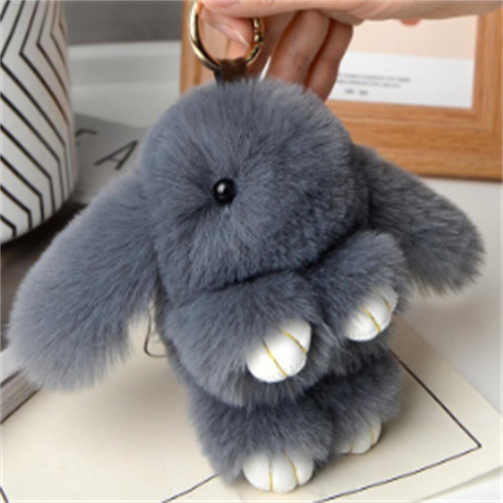 15cm Rabbit Fur Keychain Women Bag Car Key Chain Pendant Decoration Jewelry Bags Hangings Accessories Gifts