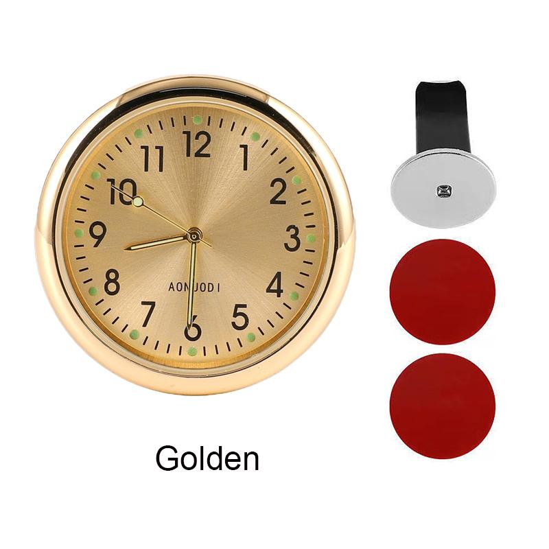

Luminous Car Clock Air Outlet Stick-On Mini Quartz Clock With Clip Auto Ornament Internal Waterproof Watch Car Accessories Gift золотой