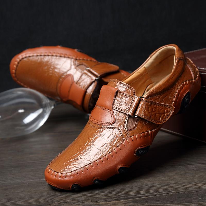 Herren Freizeitschuhe im britischen Stil Slipper Echtleder Herrenschuhe Mokassins Lederschuhe Herren Fahrschuhe