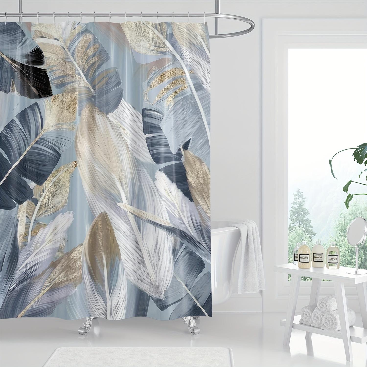 

1pc of Modern Artistic Luxury Shower Curtain with Feather Pattern Digital Print W90xH180cm