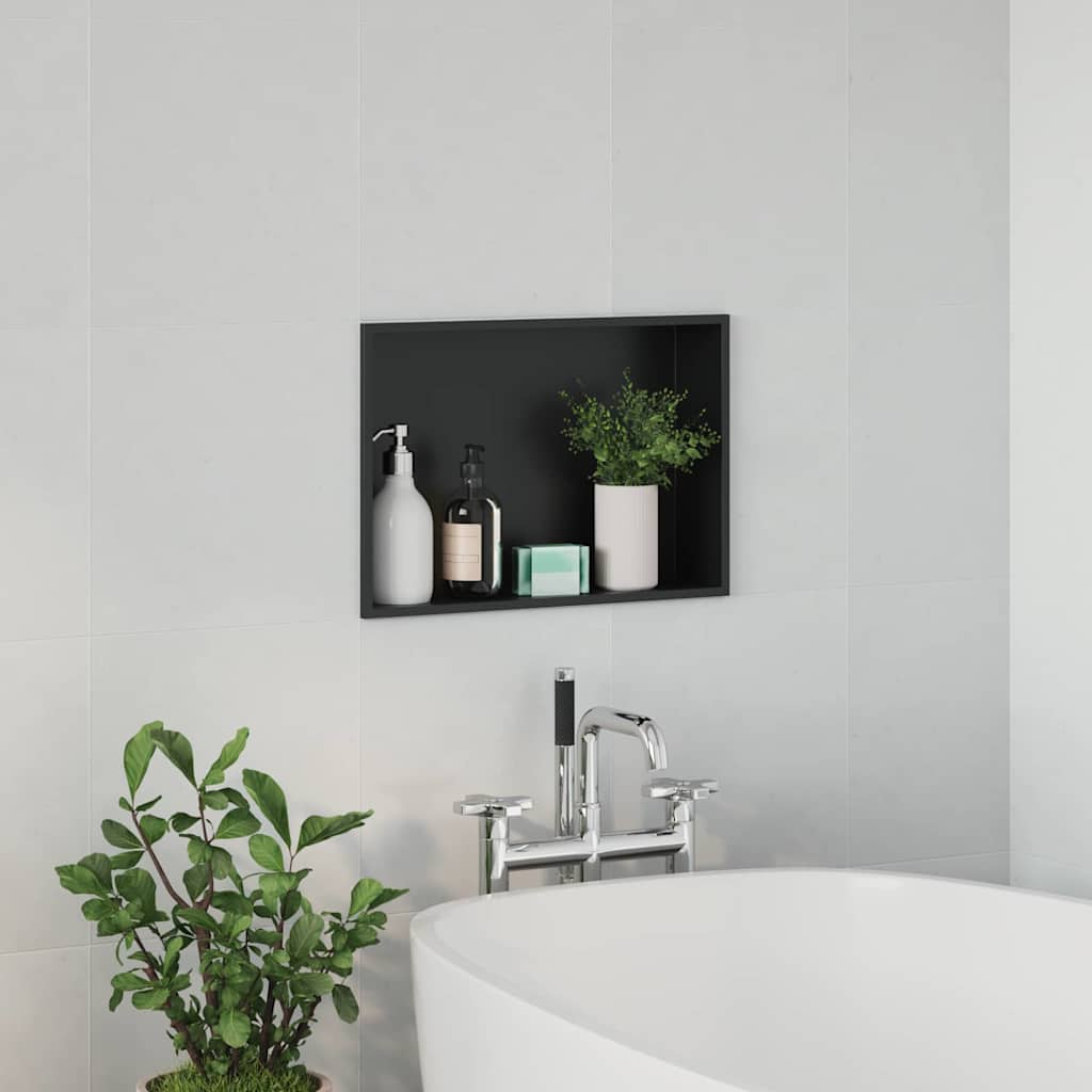 Shower Shelf in Black 45 x 30 x 9.5 cm Stainless Steel