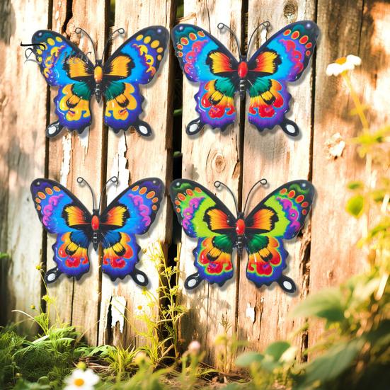 Outdoor Hanging Art Metal Butterfly Wall Decorations, Sculpture Decor, Iron Easy Installation Decor Indoor for Living Room Bedroom Garden Patio Fence