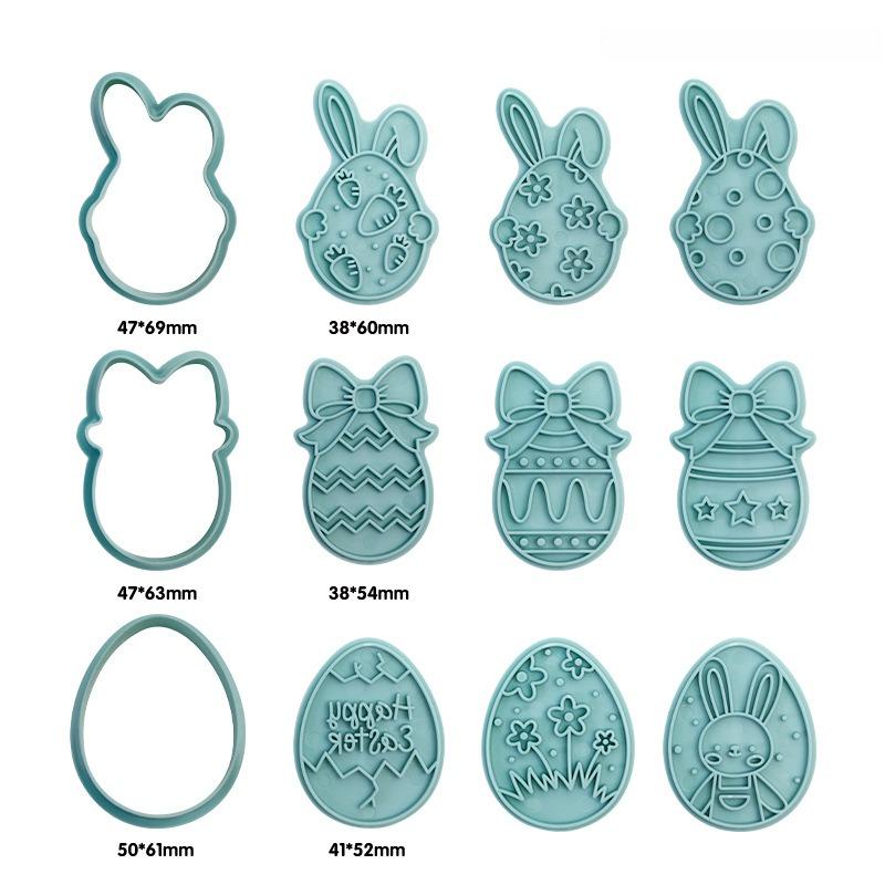 Vykrajovátka na sušenky Velikonoční razítko Forma Plastová 3D Kreslený králíček Vejce Forma na sušenky Cukrářské pečení Pečivo Párty dekorace