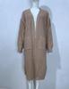 Solid Color Women's Knitted Mid-length Cardigan with Pockets