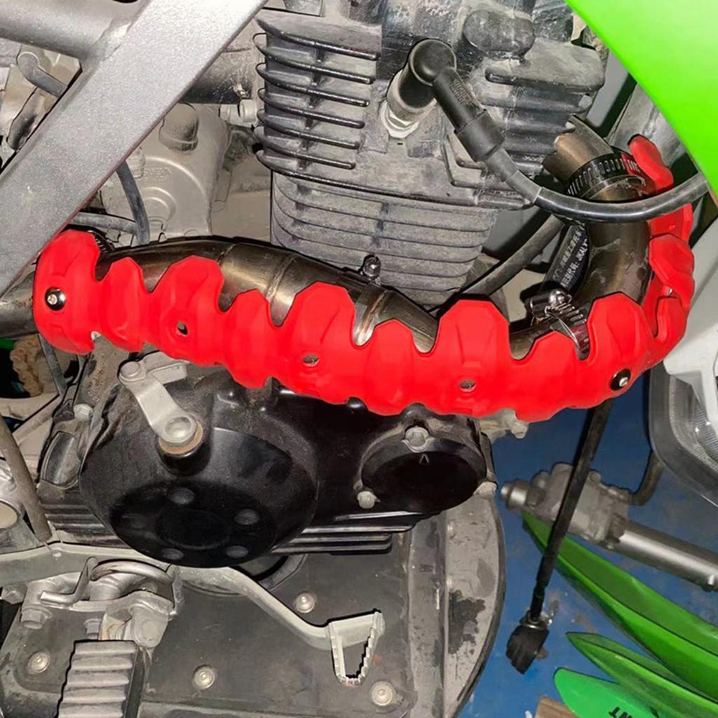 Motorrad-Auspuff-Isolierung Schalldämpfer-Schutzabdeckung Flexibler Auspuff-Hitzeschild für 4-Takt-Fahrräder Kopfrohrschutz
