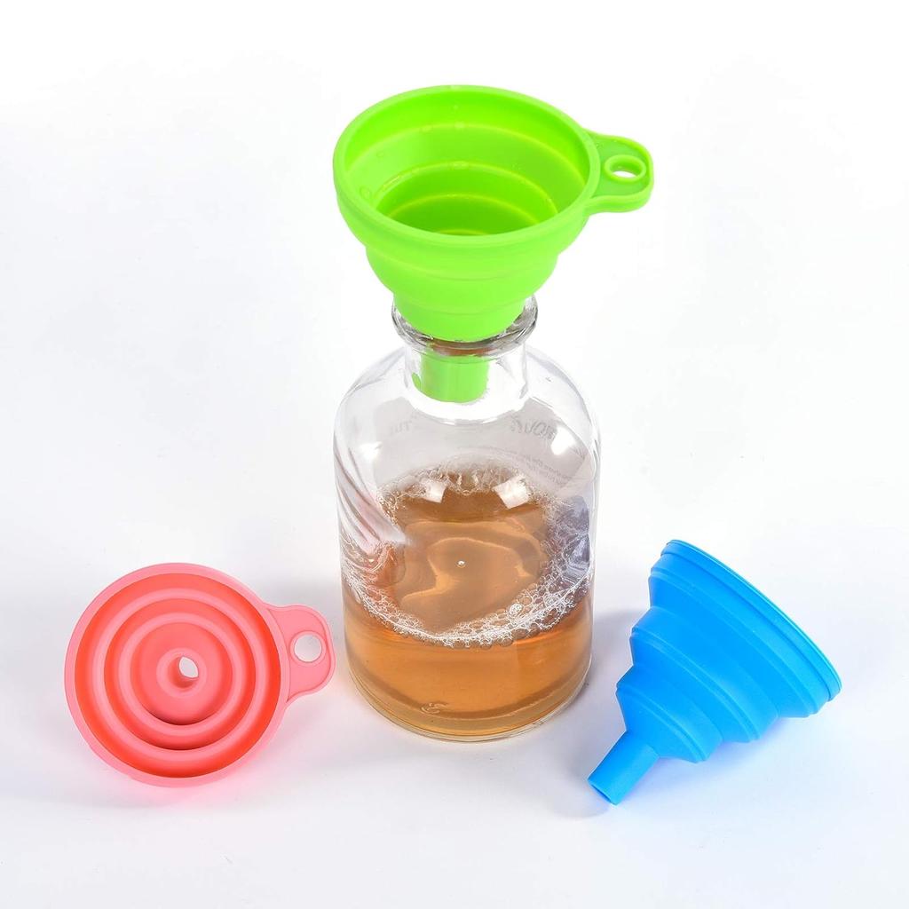Kitchen Silicone Collapsible Funnel Set of 3,Small and Large,Flexible-Foldable-Cooking-Food-Grade Funnels for Filling Small or Mini