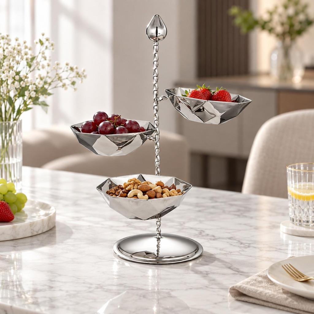 Centerpiece Bowl Space-Conscious Stainless Steel Fruit Serving Stand Decorative