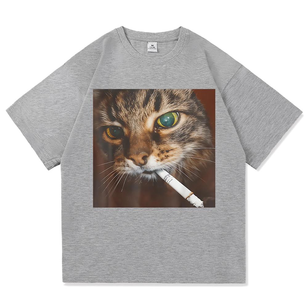 Divertente Gatto Che Fuma Sigaretta Meme Maglietta Moda Abbigliamento Donna Vintage Harajuku Vestiti T-shirt Harajuku Manica Corta Casual