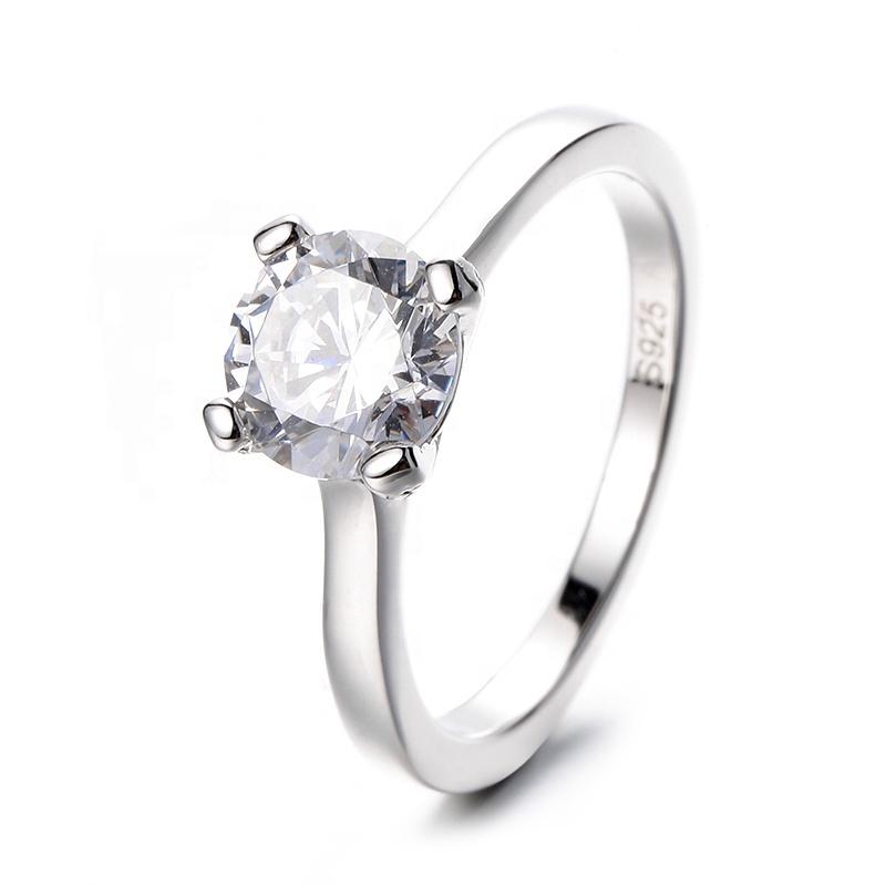 Factory GRA Fine Jewelry Classic 925 Silver Solitaire VVS Moissanite Ring for Women Present Daily Wear Passes Diamond Tester