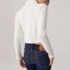 Levis Slim Fit Simple Fashion Long Sleeve T-Shirt Women Tops Cream-White 0018P-0002