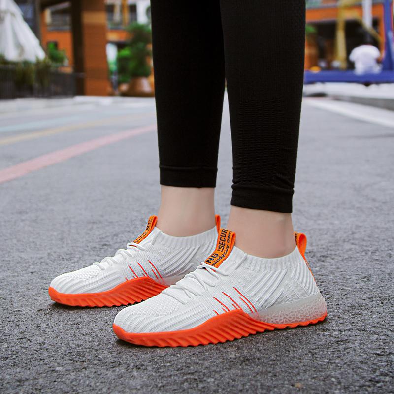 Women Shoes New Large Size Mesh Fashion Casual Sports Bottom Sneakers Running Punk Shoes Couple Loafers Woven with Elastic Mesh