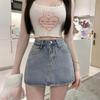 New Arrivals Open Run Slim Fit Denim Mini Skirt Light Blue Dk 001