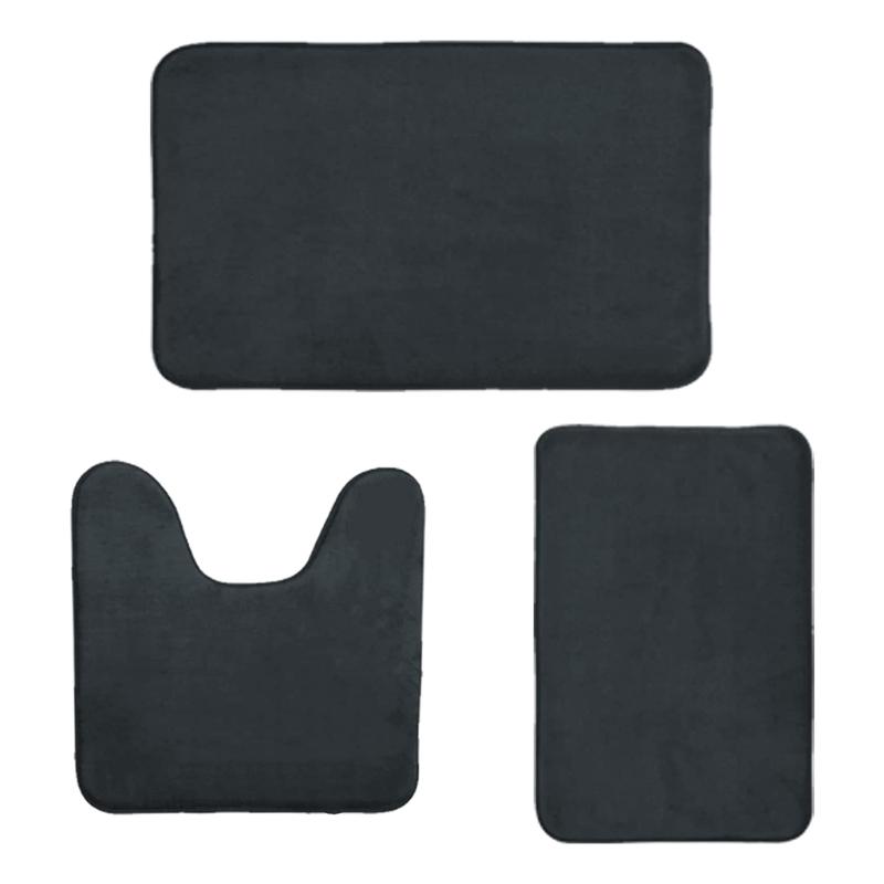 Set of 3 Bathroom Rugs Super Absorbent Nonslip Foot Mats European Shower Mat